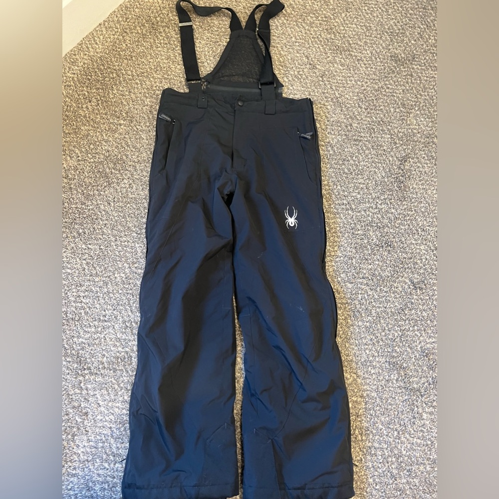 Spyder Teen Winter Ski Snowboard Bibs Overalls Size 16 Black